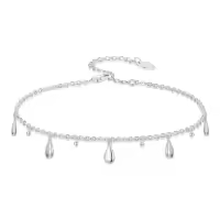TOUPOP Sterling Silver Ankle Bracelets For Women Adjustable Anklet Elegant Foot Jewelry-style_name:B-Teardrop