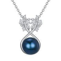 wholesale Black Pearl Necklace For Women Sterling Silver Tree Of Life Black Pearl Leaf Pendant Necklace Anniversary Jewelry Christmas Birthday Valentine Gifts For Wife Her Mom -style_name:Black Pearl Pendant-1