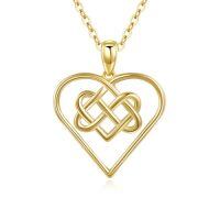 TOUPOP 14k Solid Gold Celtic Knot Necklace, Irish Amulet Pendant Gift-style_name:B-Celtic Knot Heart