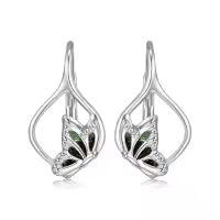 TOUPOP Sterling Silver Stone Animal Leverback Hoop Earrings-style_name:Butterfly