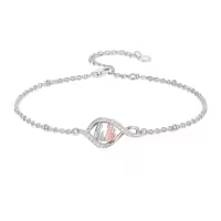 TOUPOP Sterling Silver Heart Bracelet with Stone Gifts For Sister-style_name:Infinite 2 Sisters