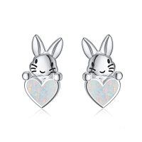 wholesale Animal Stud Earrings 925 Sterling Silver Dolphin/butterfly/sea Turtle/frog/axolotl Stud Animal Earrings Jewelry Christmas Gifts For Women -style_name:Rabbit Earrings