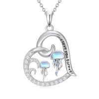 wholesale Heart Jellyfish/sea Turtle/dolphin/starfish Necklace For Women 925 Sterling Silver Ocean Necklace Animal Pendant Ocean Jewelry Christmas Gifts -style_name:Jellyfish