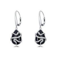 wholesale Black Onyx Earrings 925 Sterling Silver Hummingbird/dragonfly/butterfly/snake/octopus Filigree Dangle Earrings Teardrop Onyx Jewelry Birthday Christmas Gifts For Women -style_name:Black Onyx-Snake