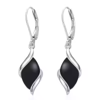TOUPOP 925 Sterling Silver Natural Gemstone Dangle Earrings-color_name:Black Onyx