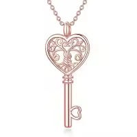 TOUPOP Sterling Silver Tree Of Life Key Necklace For Women-color_name:14K Rose Gold Plated