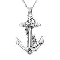 wholesale Anchor Necklace 925 Sterling Silver Nautical Pendant Jewelry Sailor Gifts For Women -style_name:Feather