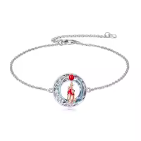 TOUPOP Sterling Silver Moon Bear Bracelet Gemstone Jewelry Gifts-style_name:Bear with balloon