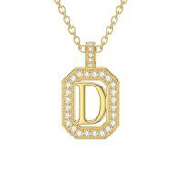 TOUPOP 14K Gold Moissanite Initial Letter Pendant Necklace-style_name:D
