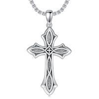 wholesale Cross Necklace For Men Women 925 Sterling Silver Celtic/crucifix/nail/fish Hook Cross Pendant With Stainless Steel Chain Faith Jewelry Gift For Father Son Brother Husband -color_name:H-Celtic Cross