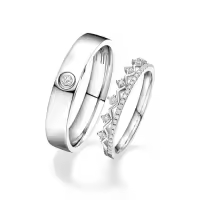 TOUPOP Sterling Silver Moissanite Couples Wedding Rings Set-style_name:C Wedding Ring Set