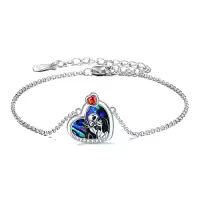 TOUPOP Sterling Silver Crystal Nightmare Bracelet Jack Sally Skull Jewelry-style_name:Nightmare Bracelet-Abalone Shell