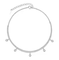 TOUPOP Sterling Silver Ankle Bracelets For Women Adjustable Anklet Elegant Foot Jewelry-style_name:Double Bead