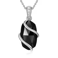TOUPOP Sterling Silver Gemstone Pendant Fine Jewelry Gift for Women-color_name:A-Black Onyx
