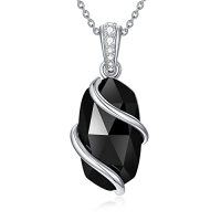 wholesale Necklace For Women 925 Sterling Silver Dainty Gemstone Pendant Fine Jewelry Birthday Christmas Gifts For Women Her -color_name:A-Black Onyx