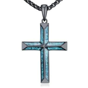 A - Black Turquoise Cross Necklace