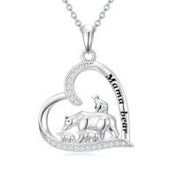 wholesale Mama Bear Necklace 925 Sterling Silver Mom Necklace Mother Daughter Pendant Mom Jewelry Christmas Gifts For Women -style_name:Mama Bear -3 Cubs