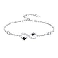 wholesale Animal Infinity Bracelet For Women 925 Sterling Silver Butterfly/dragonfly/dolphin/sea Turtle Bracelet Adjustable Infinity Jewelry Christmas Gifts For Women -style_name:Paw Prints