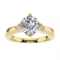TOUPOP 10k/14k/18k Gold Moissanite Engraved Name Round Cut Engagement Rings-style_name:A Moissanite Ring