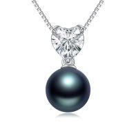 wholesale Black Pearl Necklace For Women Sterling Silver Heart Black Pearl Pendant Necklace Anniversary Jewelry Christmas Valentine Birthday Gifts For Women Wife Her -style_name:Heart Necklace 1