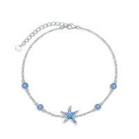 wholesale TOUPOP Womens Anklet 925 Sterling Silver Beaded Celtic Infinity Butterfly Anklet Bracelet Dainty Ankle Adjustable 11" Ankle Jewelry Gifts For Women Summer Beach Birthday Graduation Holiday Gift -style_name:Blue Opal Starfish Anklet