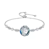 TOUPOP Sterling Silver Blue Crystal A-Z Letter Bracelet Gift-style_name:Tree of Life F