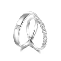 TOUPOP 925 Sterling Silver/10k/14k/18k Gold Moissanite Personalized Wedding Couples Rings Set-style_name:B Wedding Ring Set