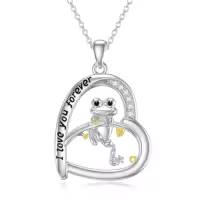 TOUPOP Sterling Silver Animal Pendant Women Jewelry Christmas Gifts-style_name:Frog-Heart