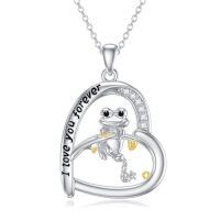 wholesale Animal Necklace 925 Sterling Silver Animal Pendant Women Jewelry Christmas Gifts For Women -style_name:Frog-Heart