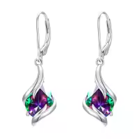 TOUPOP Sterling Silver Birthstone Teardrop Dangle Earrings Fine Jewelry Gifts-color_name:06-June-Alexandrite