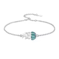 TOUPOP Sterling Silver Turquoise Ocean Animal Link Beach Bracelet-style_name:Jellyfish