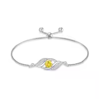 TOUPOP 925 Sterling Silver Birthstone Infinity Bracelet Dainty Fine Jewelry-color_name:11-Nov.-Citrine