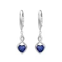 TOUPOP 925 Sterling Silver Infinity Birthstone Heart Dangle Drop Earrings-color_name:09-September-Sapphire