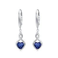 wholesale Infinity Birthstone Earrings 925 Sterling Silver Heart Love Infinity Dangle Drop Earrings Fine Jewelry Birthday Christmas Gifts For Women Girlfriend Wife -color_name:09-September-Sapphire