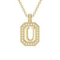TOUPOP 14K Gold Moissanite Initial Letter Pendant Necklace-style_name:U