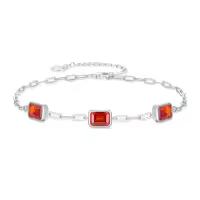 TOUPOP Sterling Silver Ankle Bracelets For Women Adjustable Anklet Elegant Foot Jewelry-style_name:Crystal Square Silver Chain