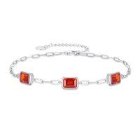 wholesale TOUPOP 925 Sterling Silver Ankle Bracelets For Women Adjustable Anklet Elegant Foot Jewelry Birthday Gift For Her Wife Mom Girlfriend -style_name:Crystal Square Silver Chain