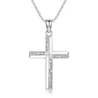TOUPOP Sterling Silver Cross Pendant Necklace For Women Men Religious Gift-style_name:Filigree cross necklace