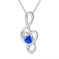 TOUPOP Sterling Silver Birthstone Music Note Necklace Fine Jewelry Gift-color_name:09-September-Sapphire