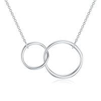 TOUPOP 14K Gold Mother Daughter Necklace Two Interlocking Circles-style_name:White Gold
