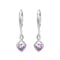 TOUPOP 925 Sterling Silver Infinity Birthstone Heart Dangle Drop Earrings-color_name:06-June-Alexandrite