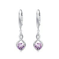wholesale Infinity Birthstone Earrings 925 Sterling Silver Heart Love Infinity Dangle Drop Earrings Fine Jewelry Birthday Christmas Gifts For Women Girlfriend Wife -color_name:06-June-Alexandrite