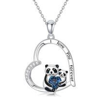 wholesale TOUPOP Sloth/giraffe/panda/koala/highland Cow Necklace For Women Sterling Silver Crystal Mother Daughter Necklace Jewelry Gifts -style_name:Panda