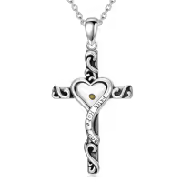 TOUPOP 925 Sterling Silver Mustard Seed Cross Necklace Christian Faith Jewelry-style_name:Mustard Seed Cross B