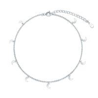 wholesale TOUPOP 925 Sterling Silver Ankle Bracelets For Women Adjustable Anklet Elegant Foot Jewelry Birthday Gift For Her Wife Mom Girlfriend -style_name:Moon Pendant