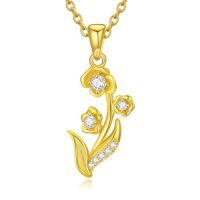 TOUPOP 14K Gold Moissanite Lily Sunflower Rose Pendant Necklace-style_name:A-Lily Flower