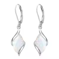 TOUPOP 925 Sterling Silver Natural Gemstone Dangle Earrings-color_name:Opal