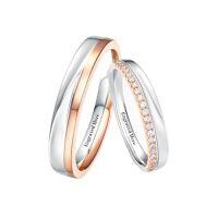 wholesale TOUPOP Personalized Engraved Moissanite Couples Rings Wedding Band Sets For Him And Her Sterling Silver Engagement Ring Wedding Anniversary Valentine's Day 10k 14k 18k -style_name:G Moissanite Wedding Ring Set
