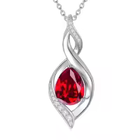 TOUPOP 925 Sterling Silver Teardrop Birthstone Necklace Infinity Love Jewelry Gift-color_name:07-July-Ruby