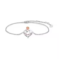 TOUPOP Sterling Silver Rose Flower Heart I Love You Bracelet For Women-color_name:Grandma Bracelet